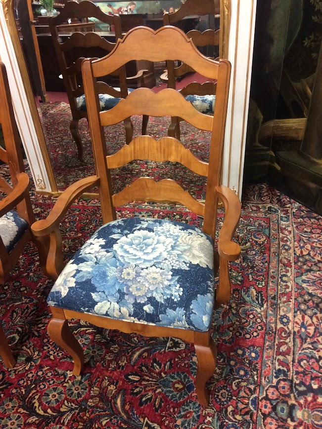 Vintage Ladder Back Arm Chairs, Ethan Allen Furniture, The Pair - Image 5
