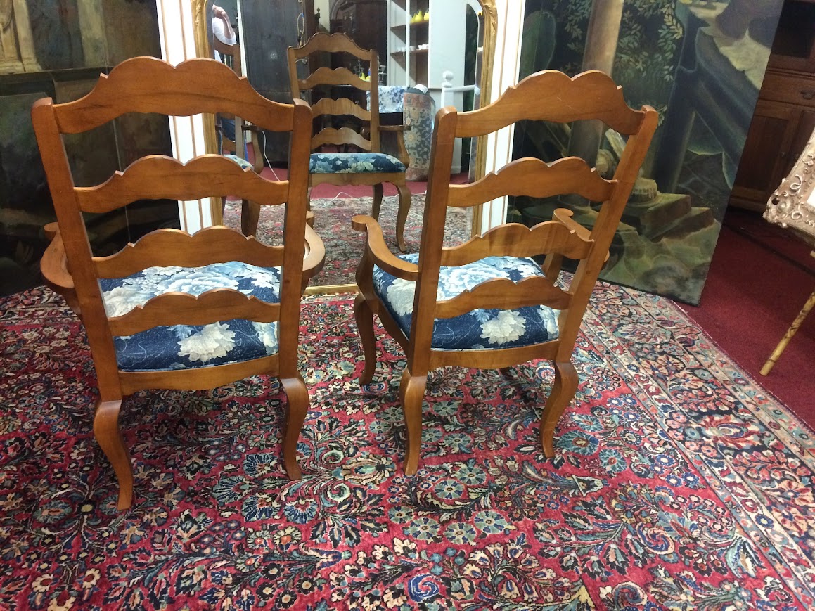 Vintage Ladder Back Arm Chairs, Ethan Allen Furniture, The Pair - Image 8