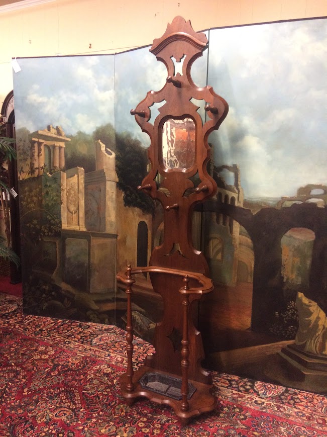 Antique Hall Tree, Victorian Hat Rack with Umbrella Stand - Image 2