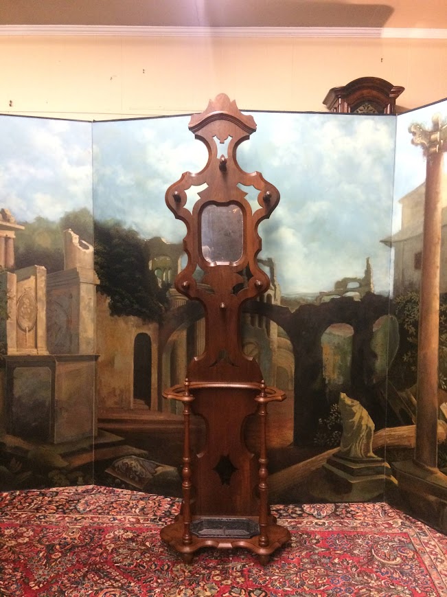 Antique Hall Tree, Victorian Hat Rack with Umbrella Stand - Image 3