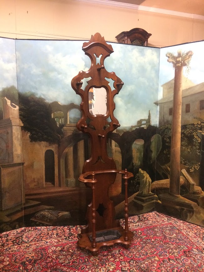 Antique Hall Tree, Victorian Hat Rack with Umbrella Stand - Image 4