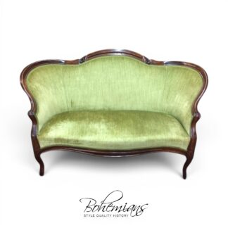 Antique Settee, Victorian Sofa, Apple Green Loveseat