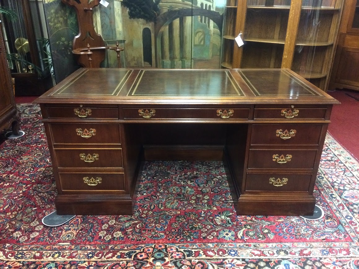 Vintage Executive Desk, Leather Top Desk, Sligh Furniture - Image 2