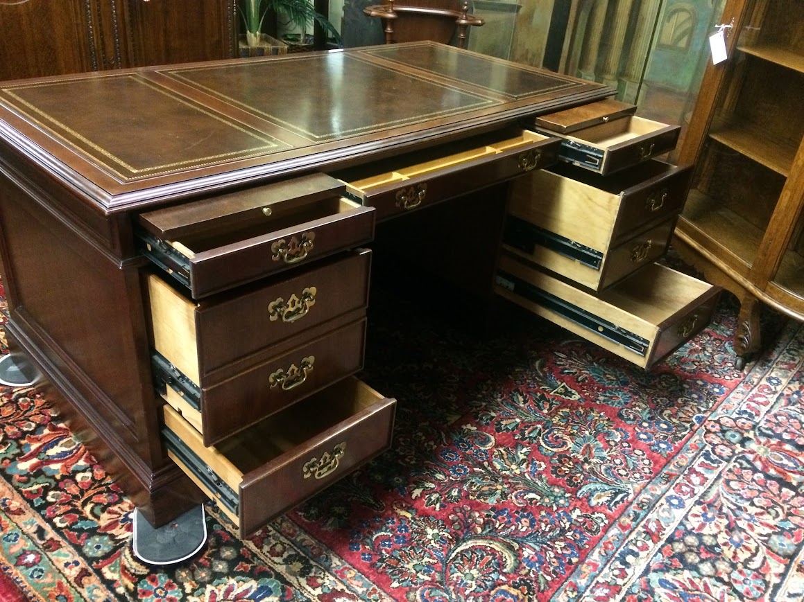 Vintage Executive Desk, Leather Top Desk, Sligh Furniture - Image 13