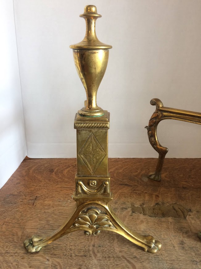 Antique Andirons, Louis XIV Style Andirons, Brass - Image 3