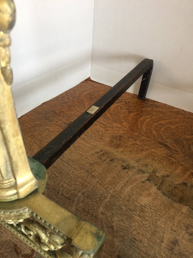 Antique Andirons, Neoclassical Style Andirons, Brass - Image 9
