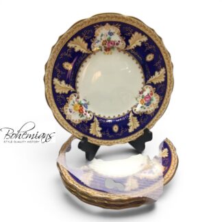 English Porcelain Dinner Plates, Cauldon China, Set of Six