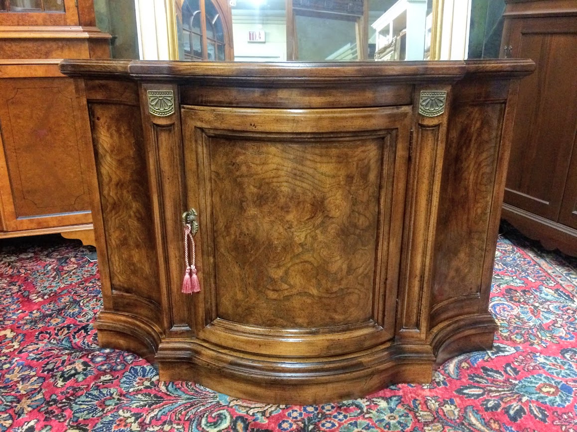Vintage Console Cabinet, Burl Walnut Narrow Cabinet - Image 2