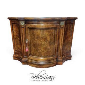 Vintage Console Cabinet, Burl Walnut Narrow Cabinet