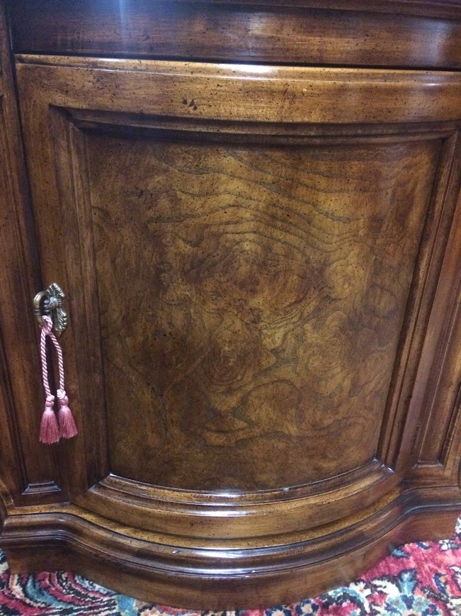 Vintage Console Cabinet, Burl Walnut Narrow Cabinet - Image 11