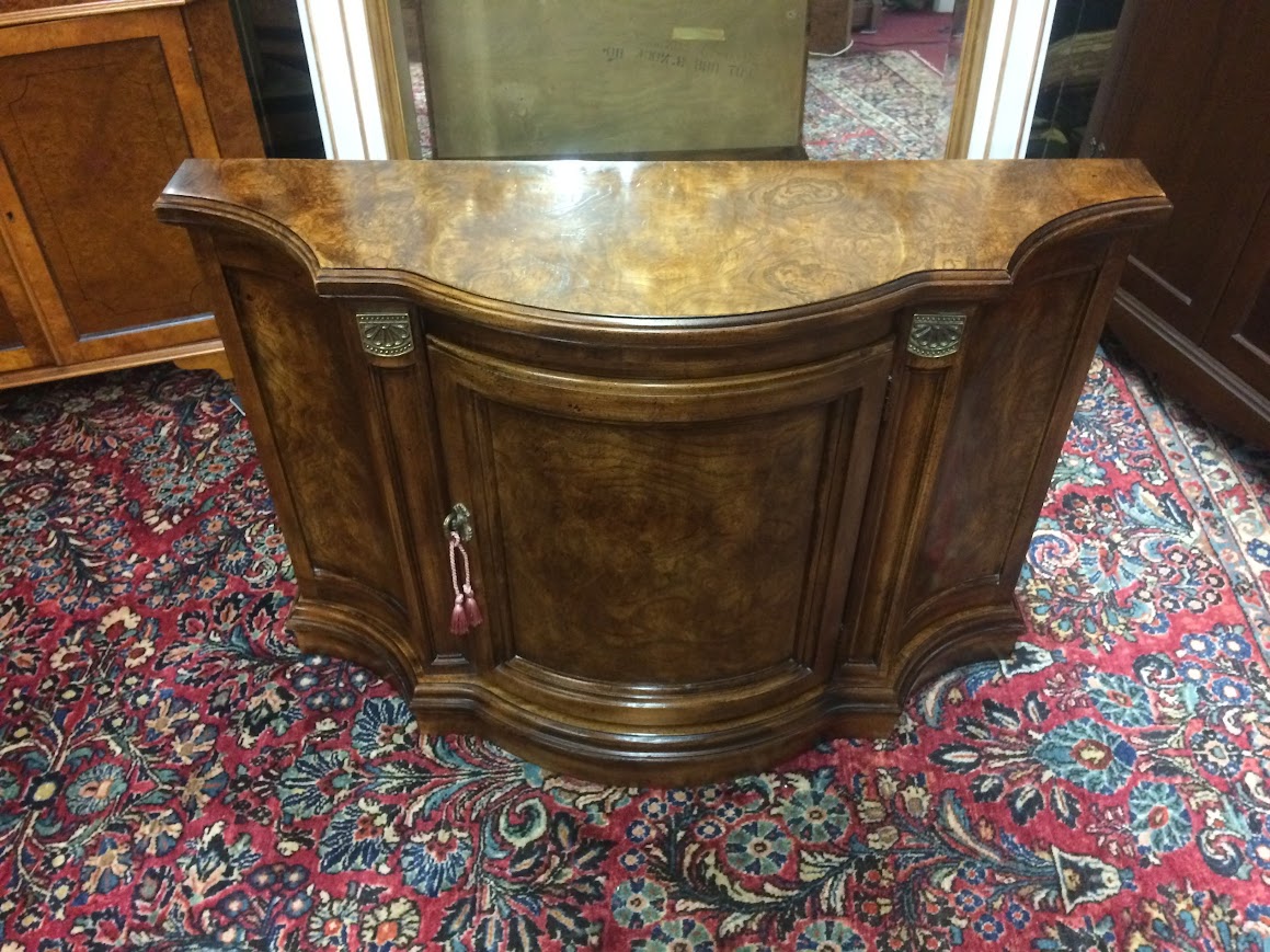 Vintage Console Cabinet, Burl Walnut Narrow Cabinet - Image 3