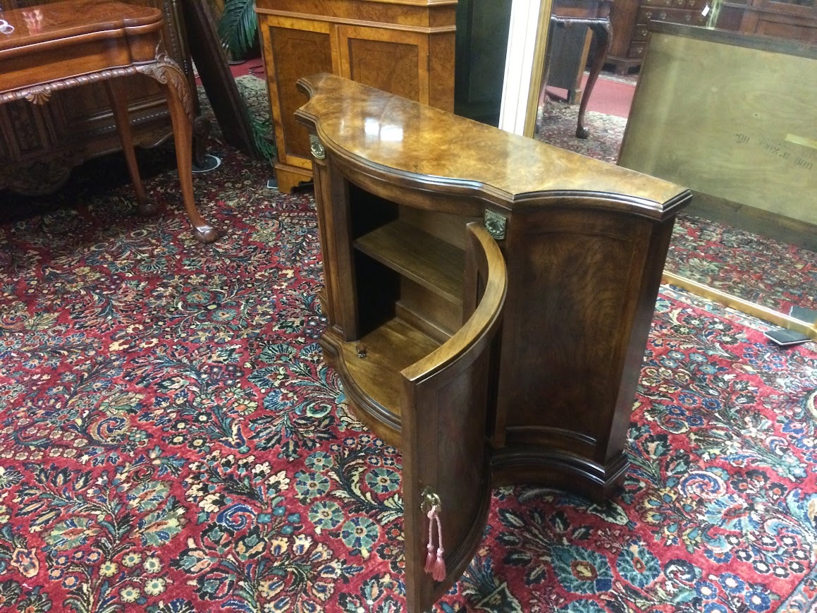 Vintage Console Cabinet, Burl Walnut Narrow Cabinet - Image 5