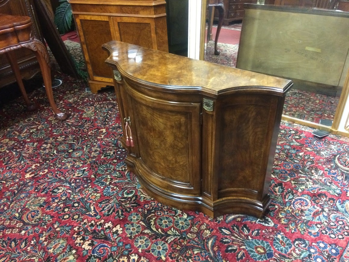 Vintage Console Cabinet, Burl Walnut Narrow Cabinet - Image 6