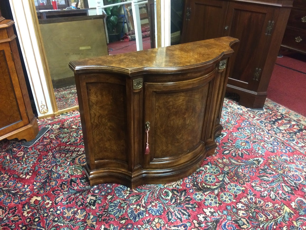 Vintage Console Cabinet, Burl Walnut Narrow Cabinet - Image 7