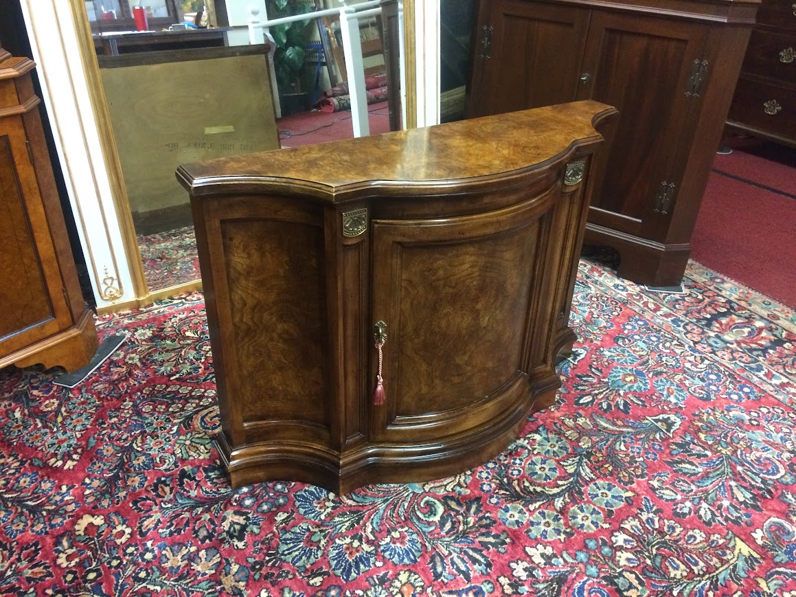 Vintage Console Cabinet, Burl Walnut Narrow Cabinet - Image 8