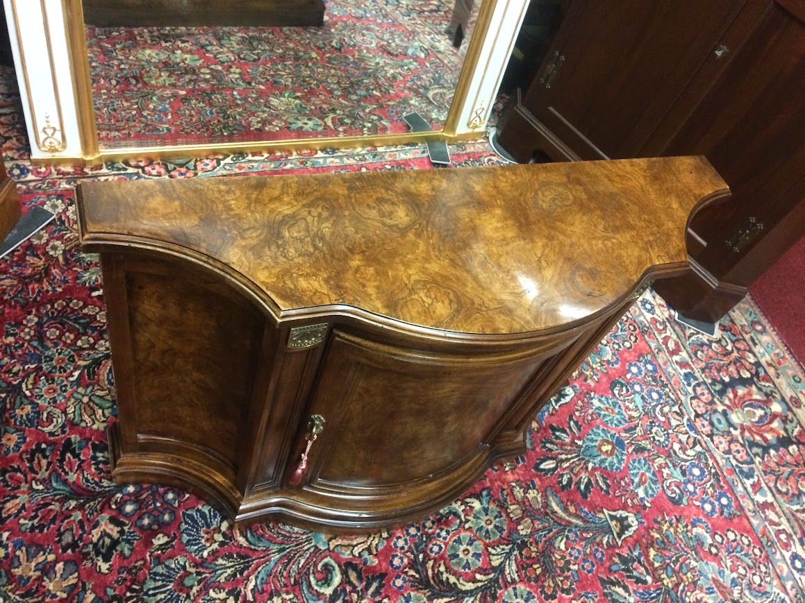 Vintage Console Cabinet, Burl Walnut Narrow Cabinet - Image 9