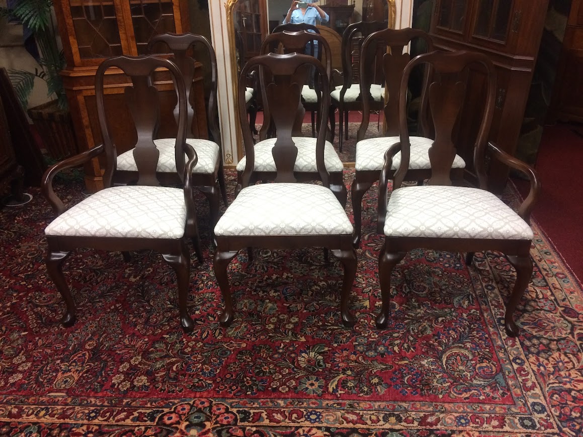 Vintage Dining Chairs, Queen Anne Dining Chairs, Set of Six - Image 2
