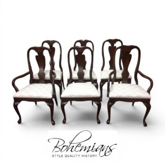 Vintage Dining Chairs, Queen Anne Dining Chairs, Set of Six