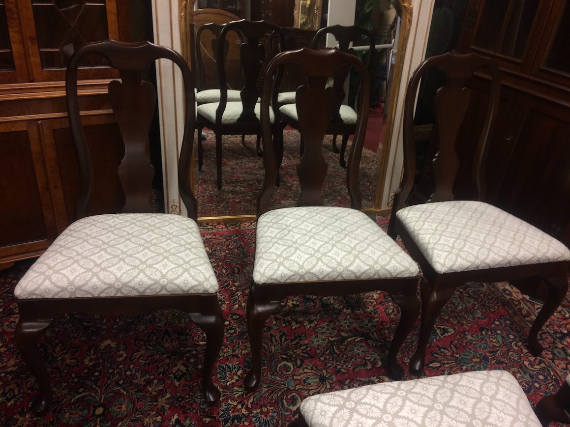 Vintage Dining Chairs, Queen Anne Dining Chairs, Set of Six - Image 11