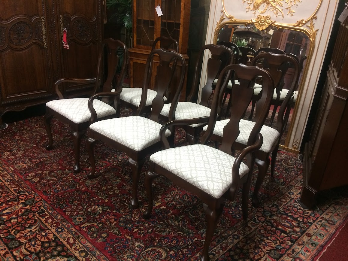 Vintage Dining Chairs, Queen Anne Dining Chairs, Set of Six - Image 3