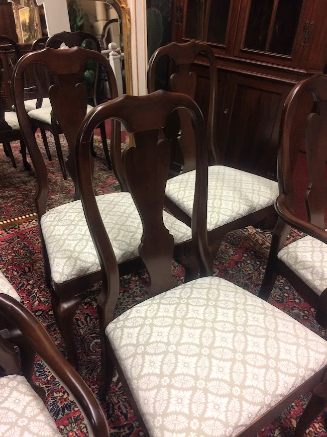 Vintage Dining Chairs, Queen Anne Dining Chairs, Set of Six - Image 7