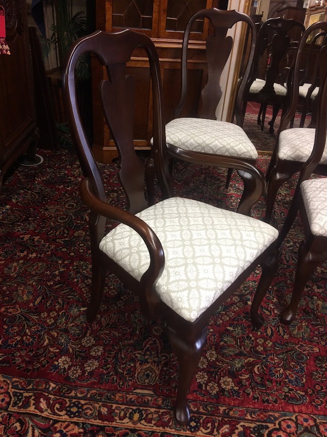 Vintage Dining Chairs, Queen Anne Dining Chairs, Set of Six - Image 8