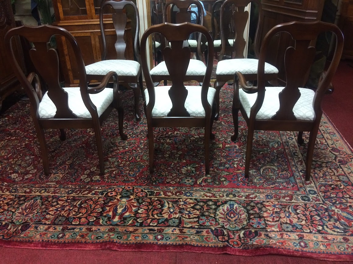 Vintage Dining Chairs, Queen Anne Dining Chairs, Set of Six - Image 10