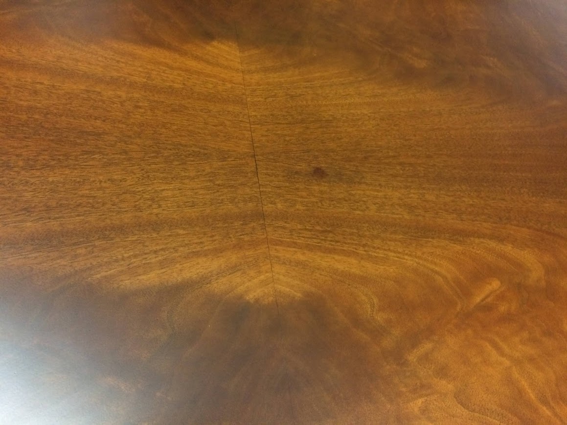 Vintage Banded Mahogany Table, Trestle Style Base - Image 11