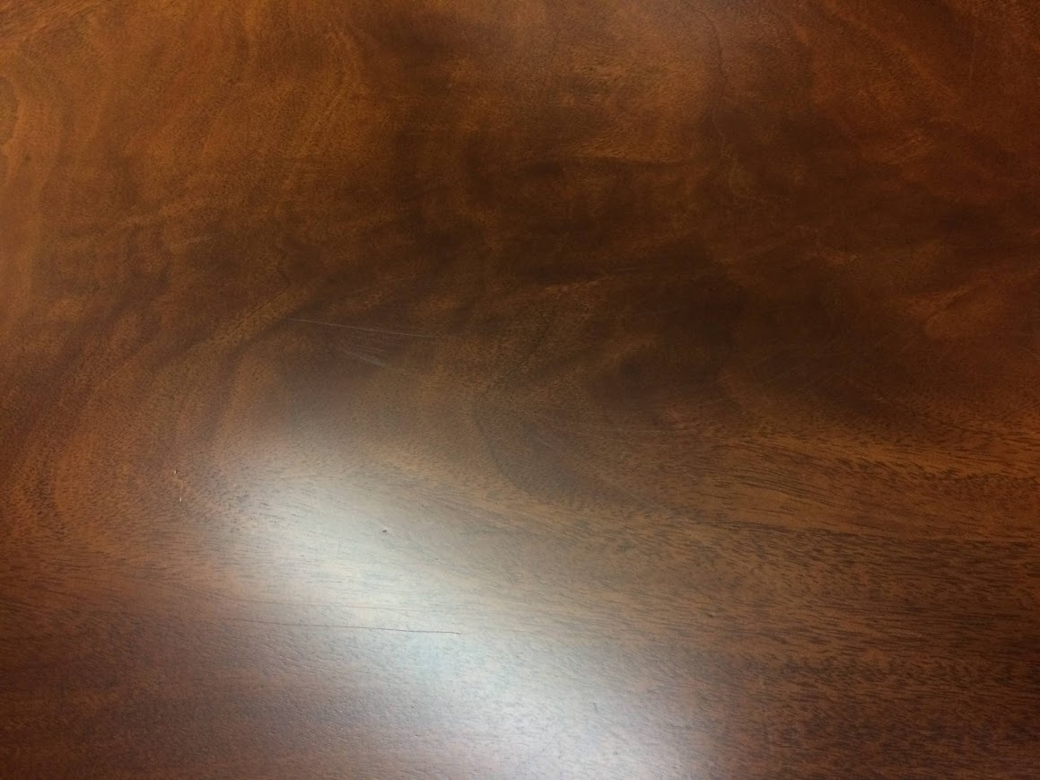 Vintage Banded Mahogany Table, Trestle Style Base - Image 12
