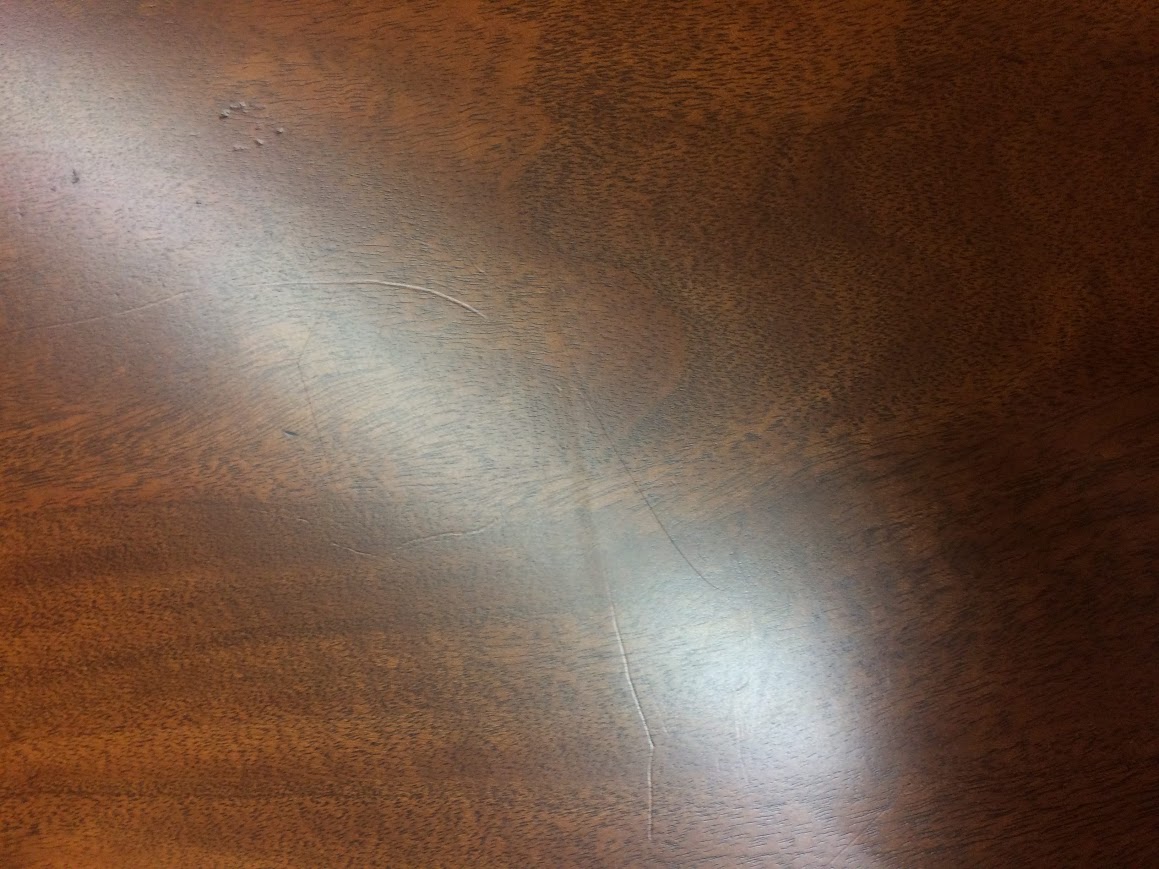 Vintage Banded Mahogany Table, Trestle Style Base - Image 14