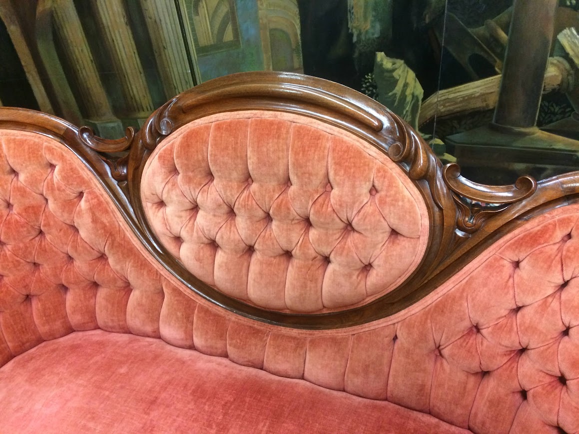 Antique Settee, Cameo Back Loveseat - Image 5