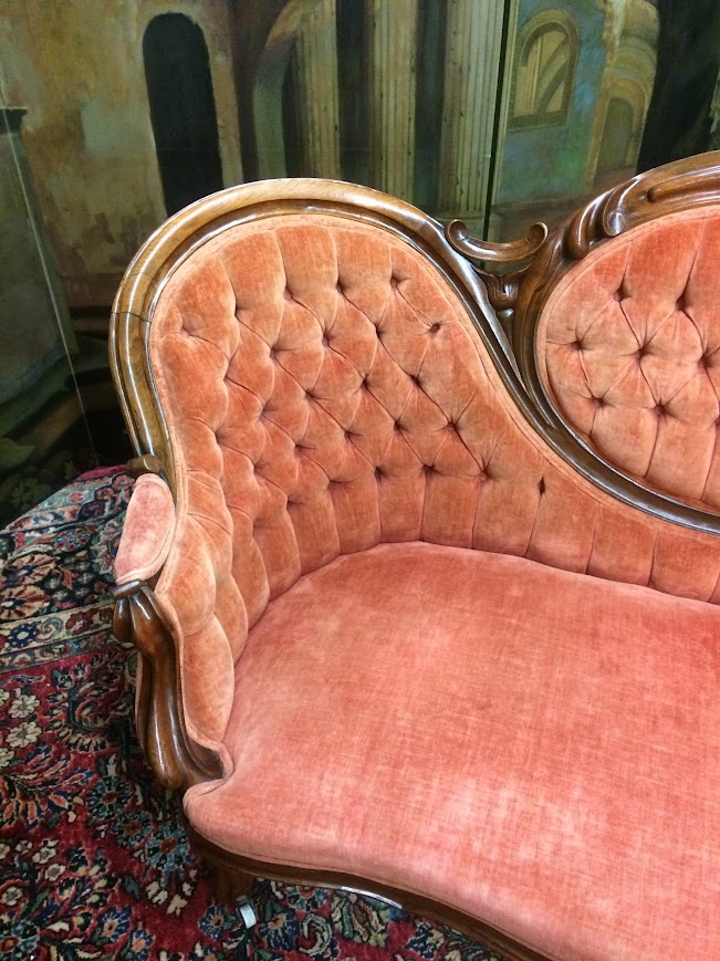 Antique Settee, Cameo Back Loveseat - Image 6