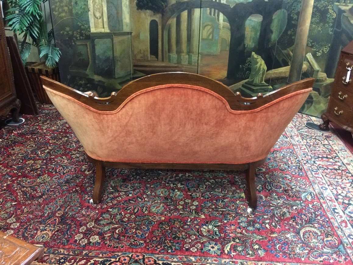 Antique Settee, Cameo Back Loveseat - Image 9