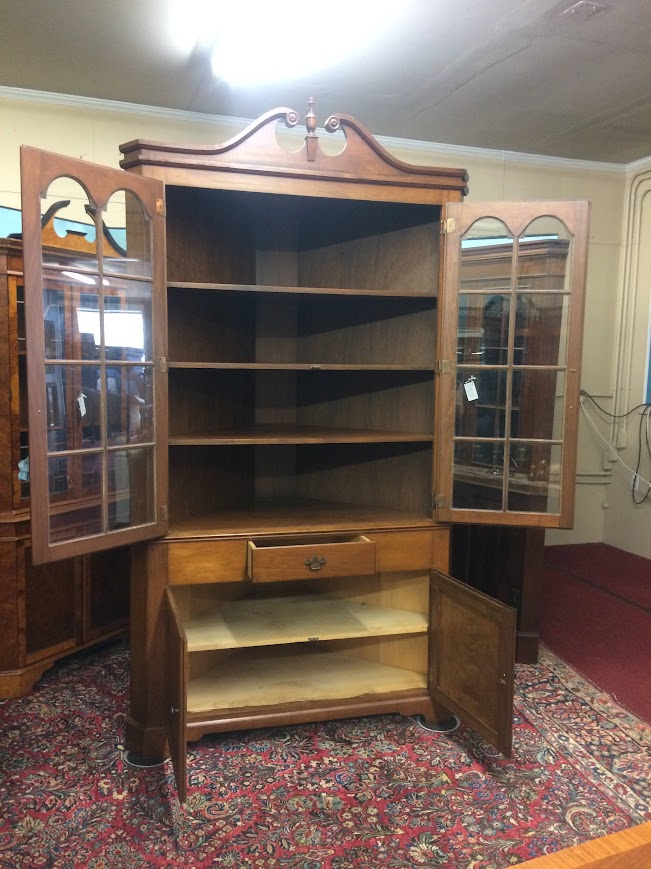 Vintage Corner Cabinet, Two Piece Cherry Cabinet - Image 4