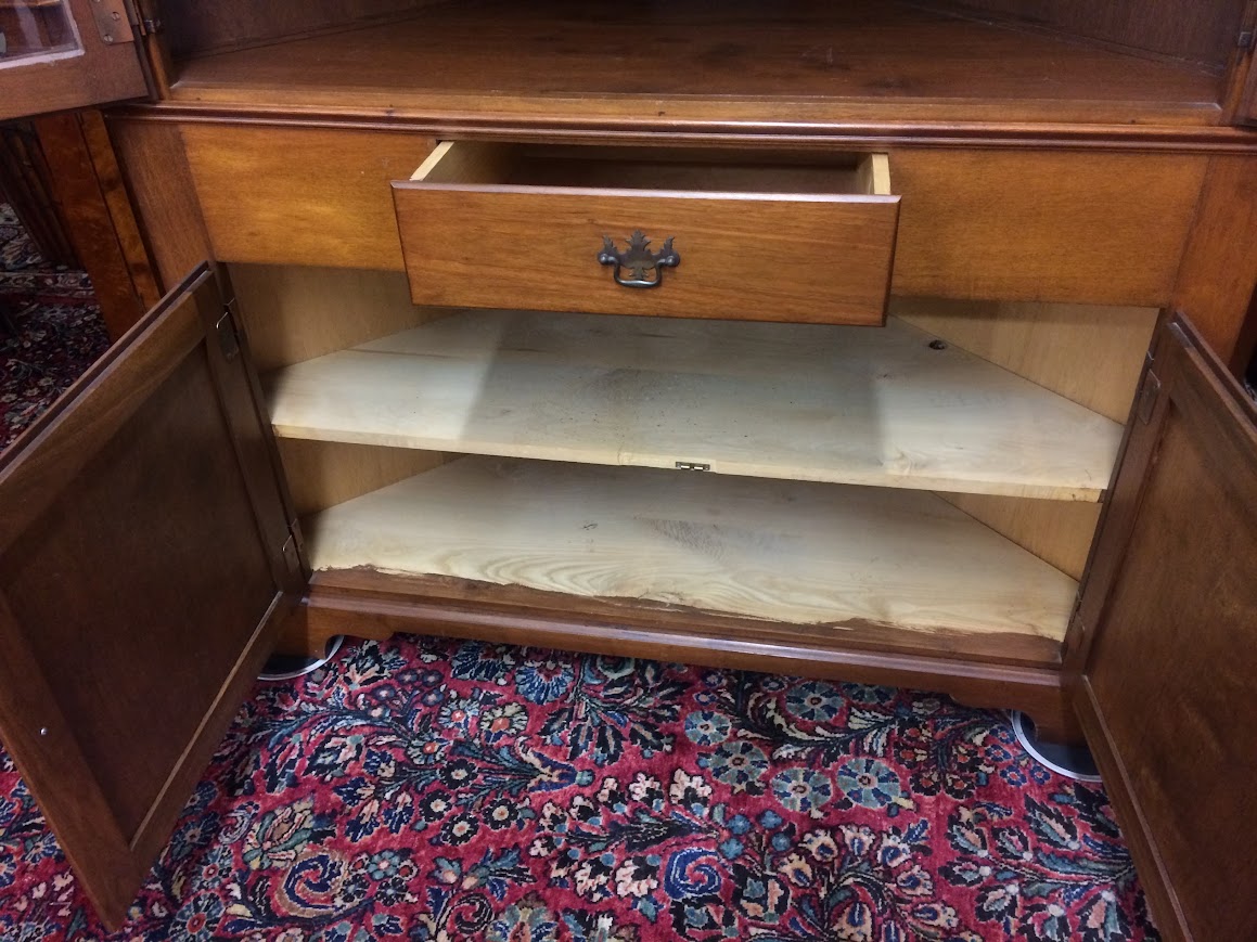 Vintage Corner Cabinet, Two Piece Cherry Cabinet - Image 8