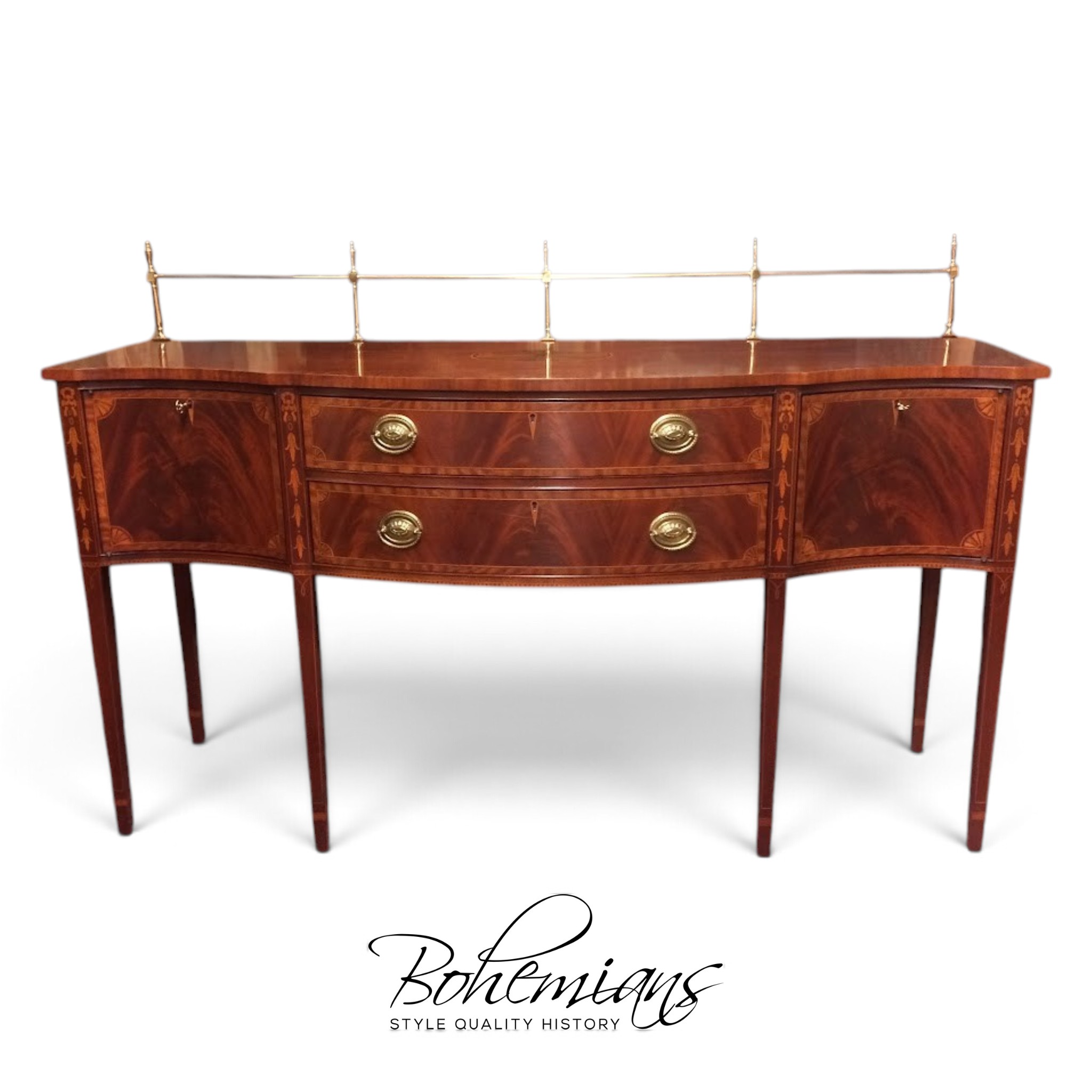 Inlaid Sideboard with Brass Gallery, Councill Craftsmen Furniture