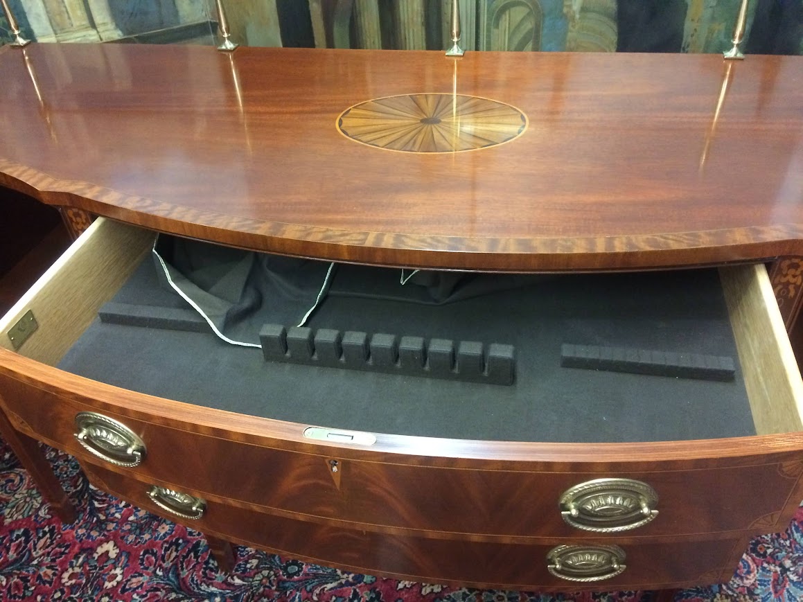 Inlaid Sideboard with Brass Gallery, Councill Craftsmen Furniture - Image 11