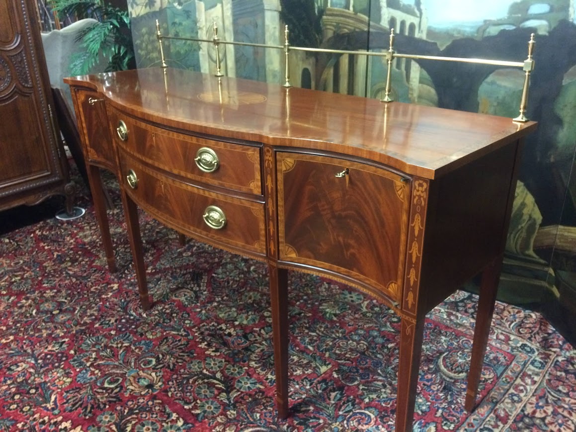 Inlaid Sideboard with Brass Gallery, Councill Craftsmen Furniture - Image 5