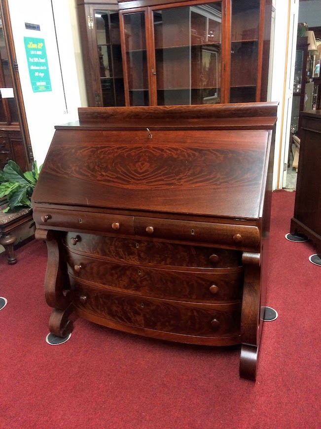 Antique Secretary Desk, Empire Revival Secretary Desk - Image 2