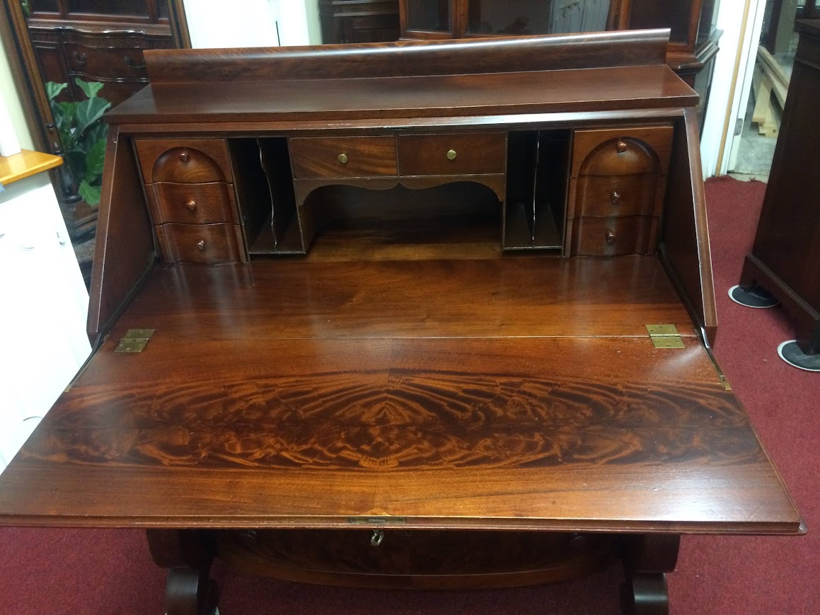 Antique Secretary Desk, Empire Revival Secretary Desk - Image 9