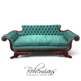 Antique Empire Sofa, Emerald Green Sofa