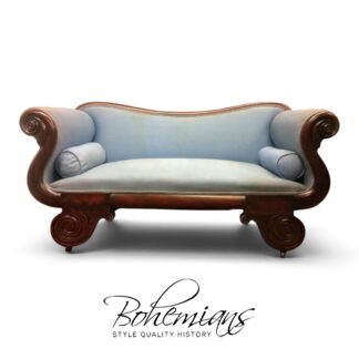 Antique Empire Settee, Mahogany Frame Settee