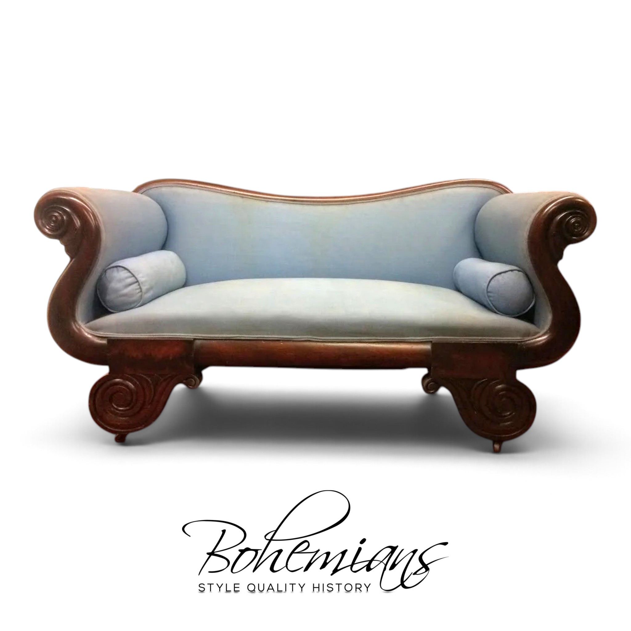 Antique Empire Settee, Mahogany Frame Settee