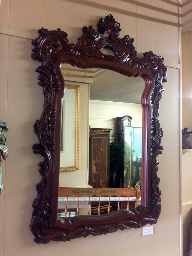 Vintage Mahogany Mirror, Ornate Wall Mirror - Image 2