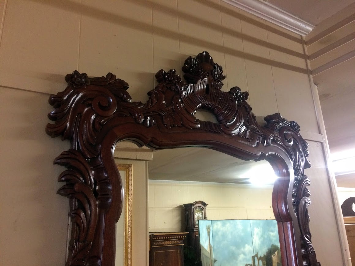 Vintage Mahogany Mirror, Ornate Wall Mirror - Image 3
