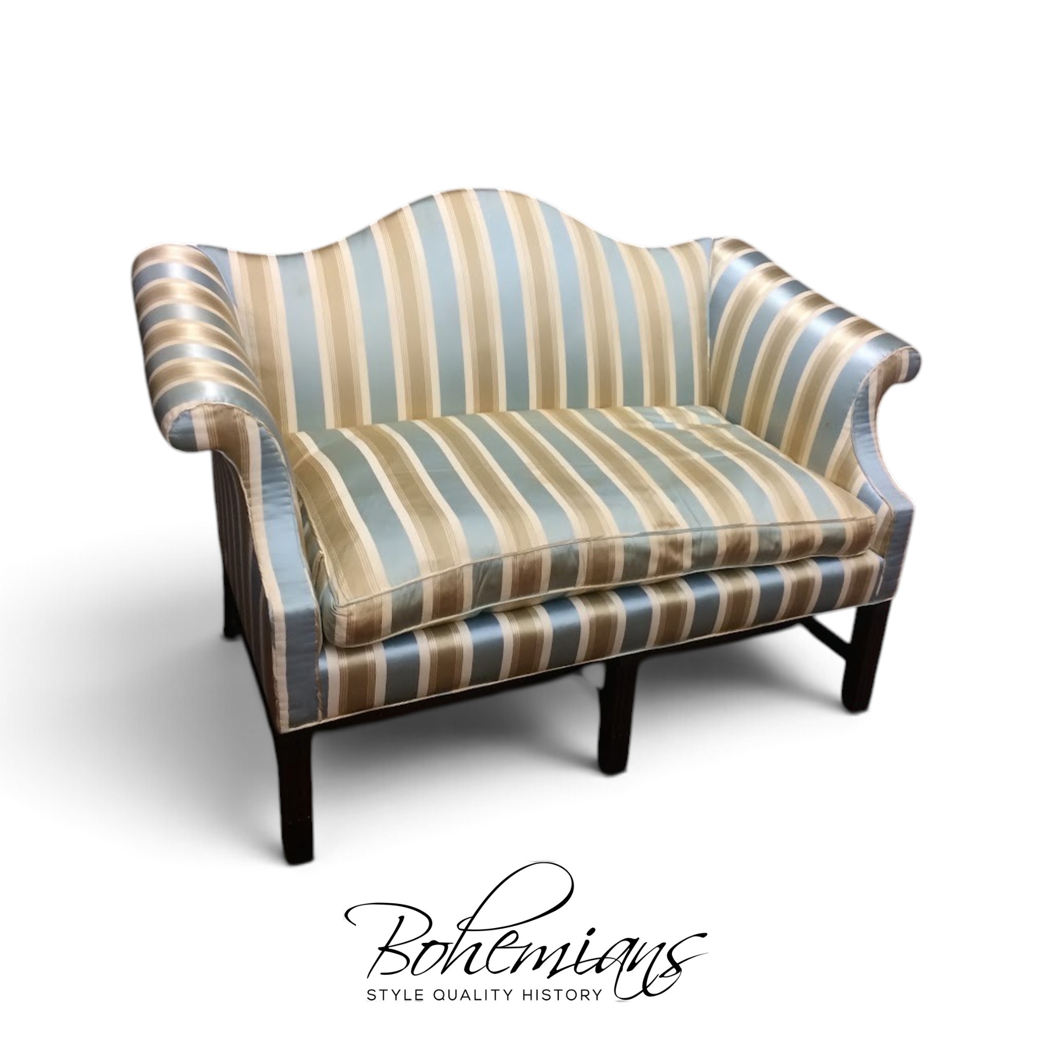 Vintage Settee, Camel Back Small Sofa