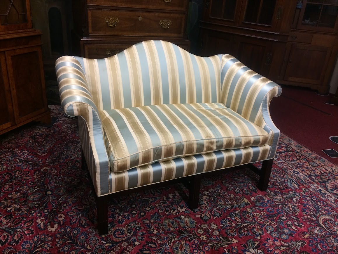 Vintage Settee, Camel Back Small Sofa - Image 2