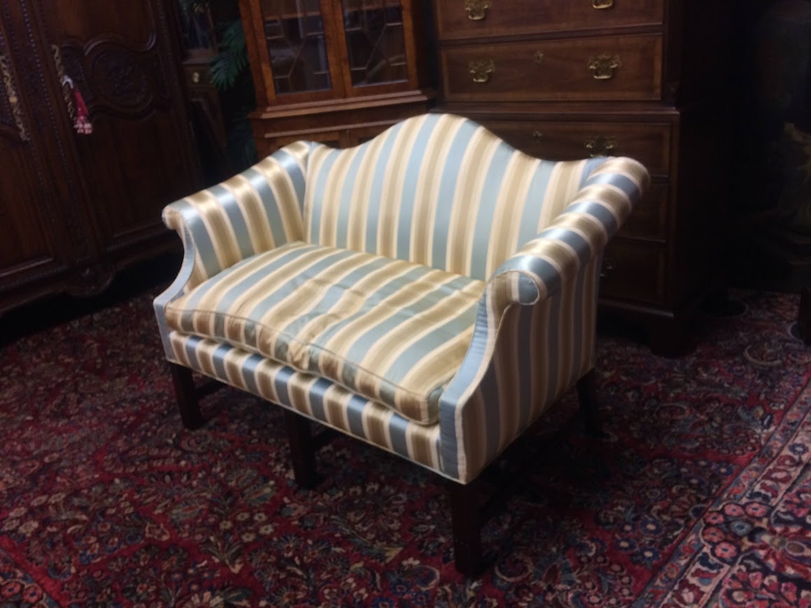 Vintage Settee, Camel Back Small Sofa - Image 13