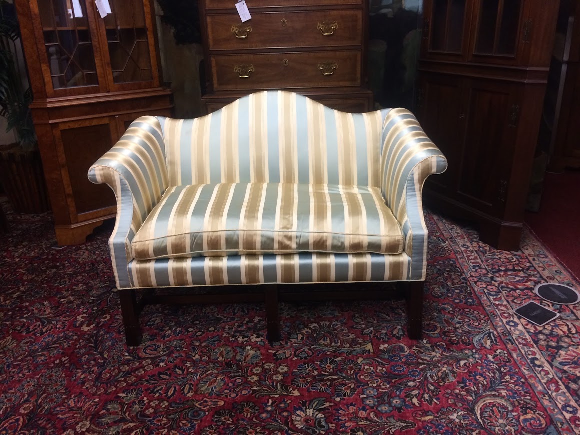 Vintage Settee, Camel Back Small Sofa - Image 5