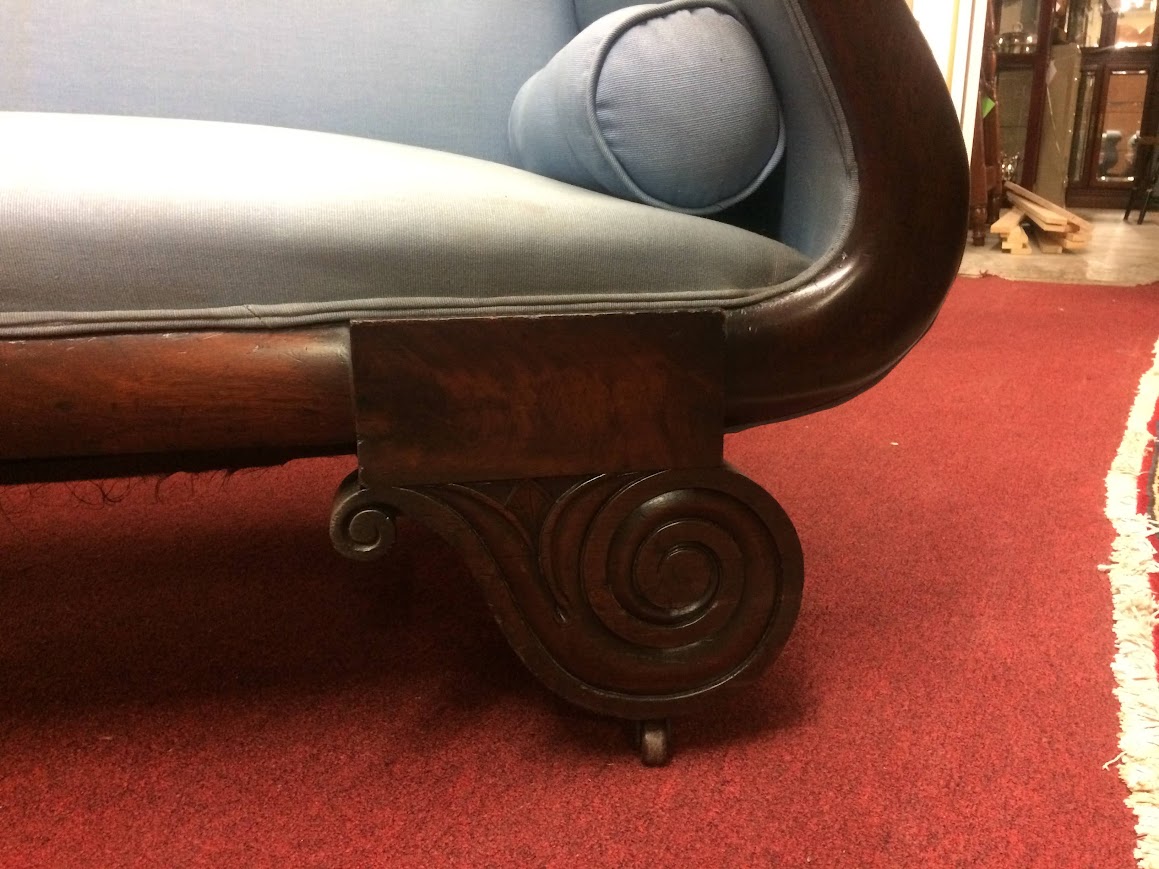 Antique Empire Settee, Mahogany Frame Settee - Image 4